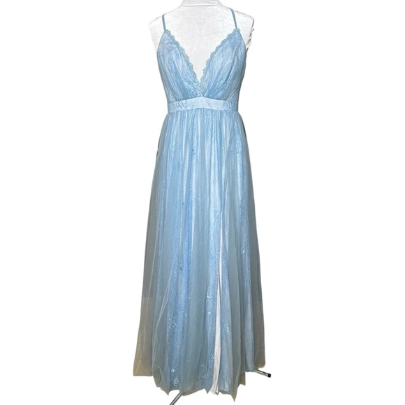 NWT Soieblu Vasia Lace Tulle Maxi Dress | Soft Blue. Size Medium - Picture 1 of 9